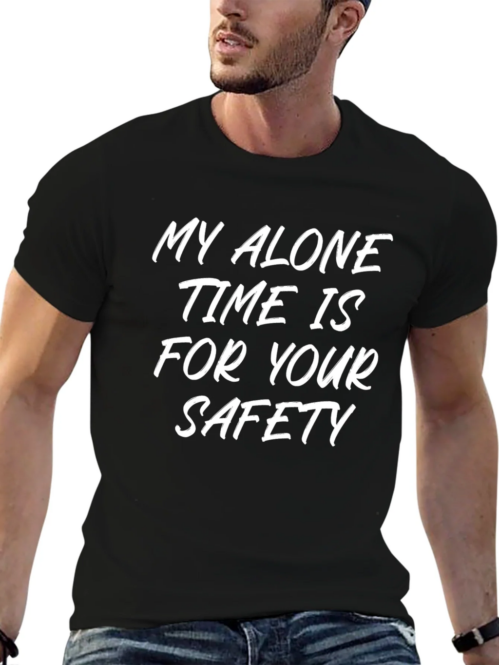 Alone Time Safety Slogan Tee - Black Cotton Shirt product image 6