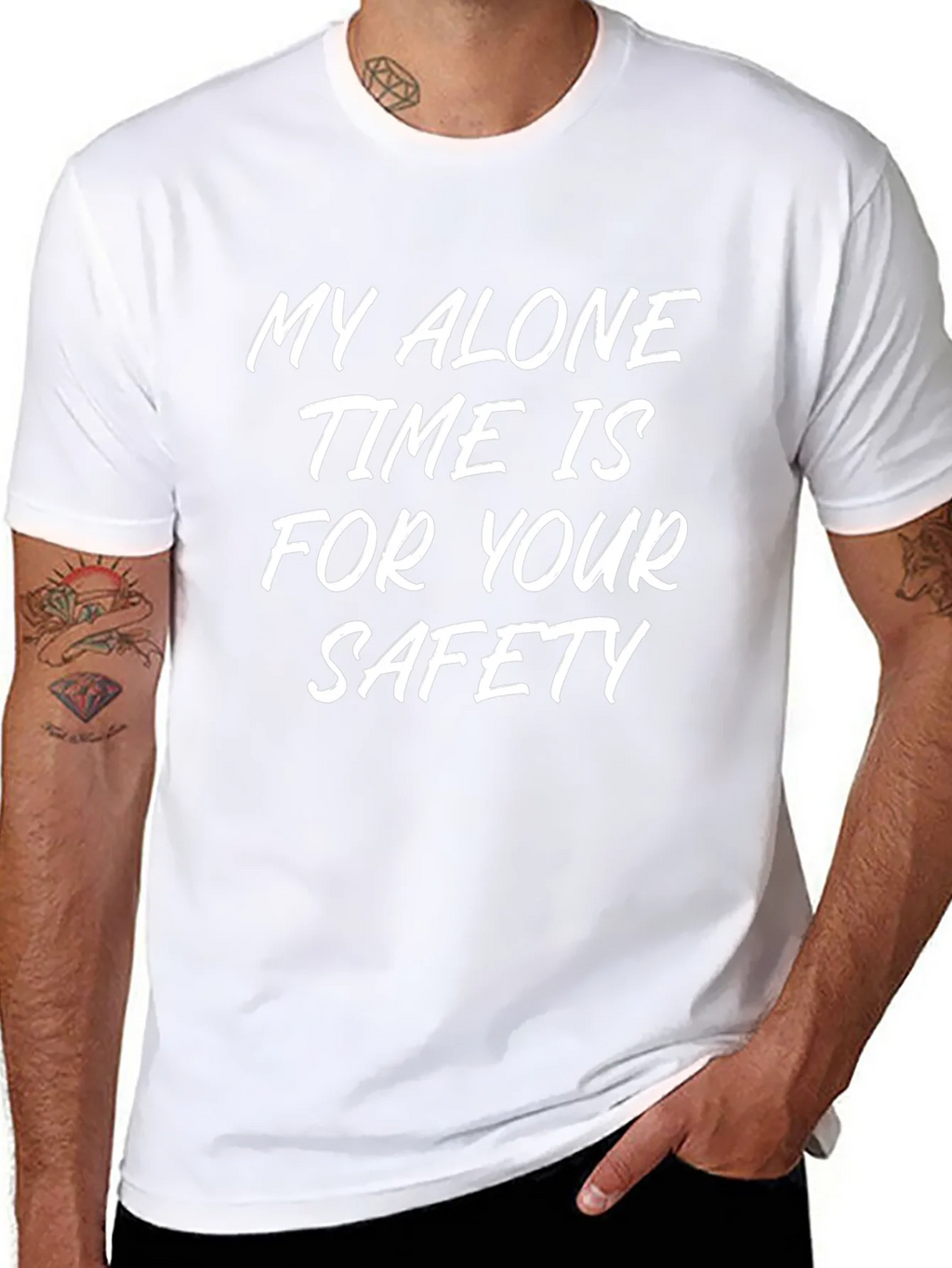 Alone Time Safety Slogan Tee - Black Cotton Shirt product image 7