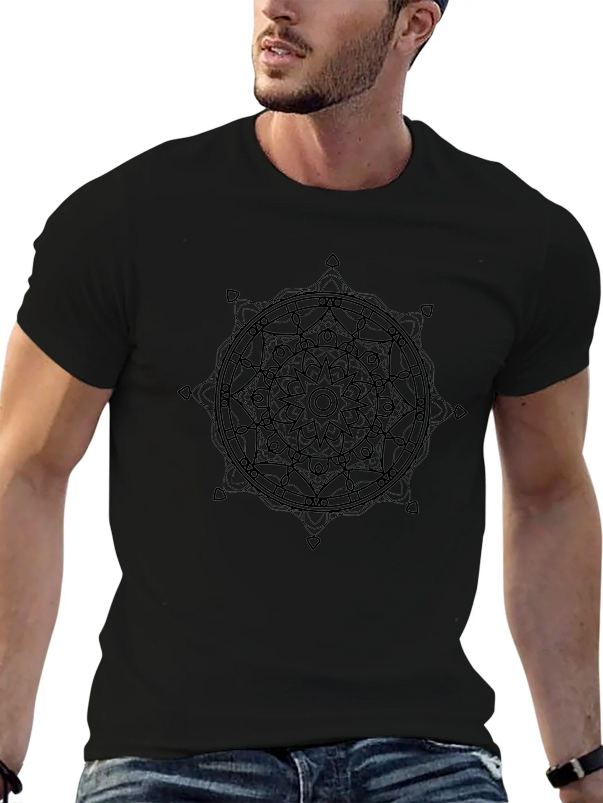Mandala Graphic Black T-Shirt - Stylish Geometric Design product image 6