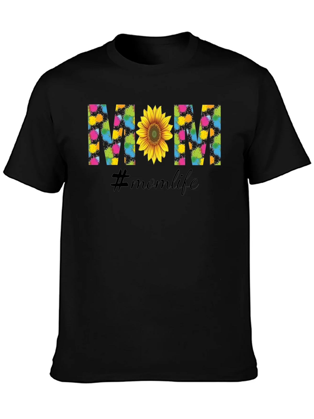 Mom Life Sunflower Graphic Tee - Black product image 2
