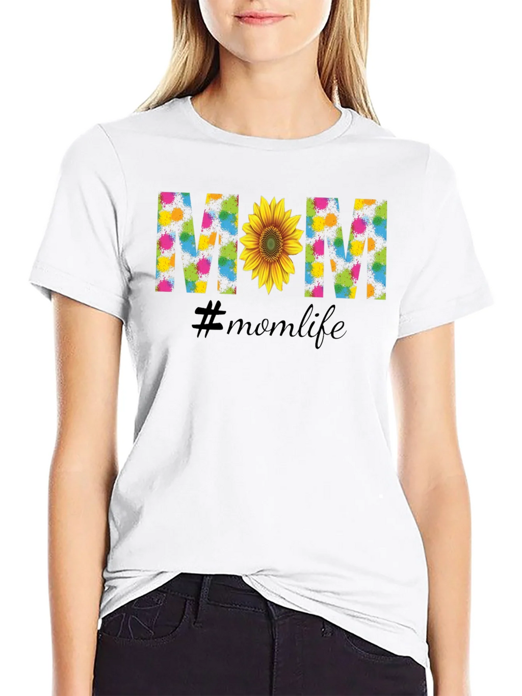Mom Life Sunflower Graphic Tee - Black product image 5