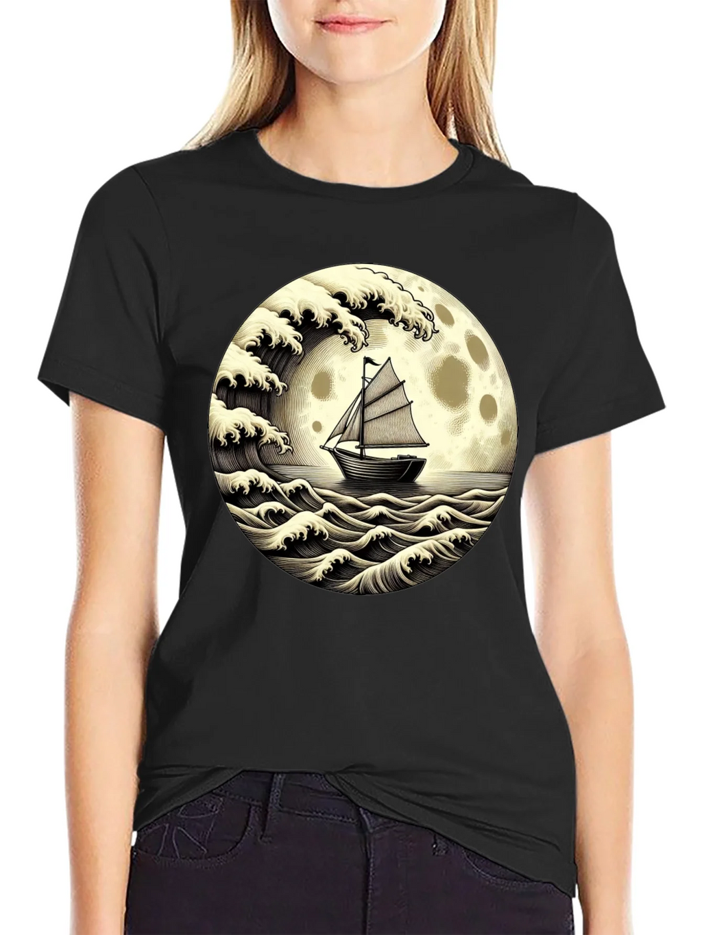 Nautical Moon Boat T-Shirt product image 2