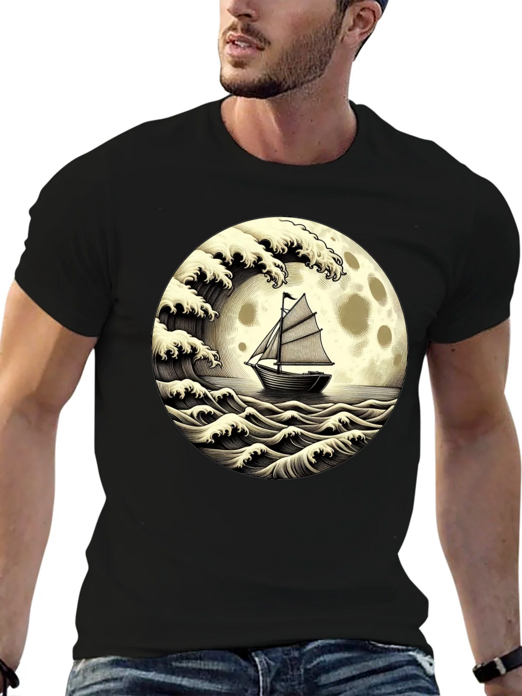 Nautical Moon Boat T-Shirt product image 6