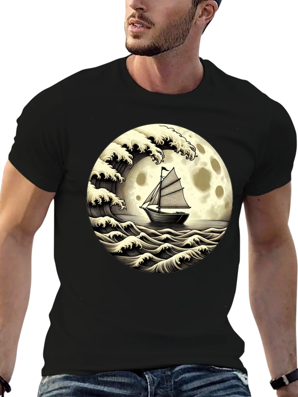 Nautical Moon Boat T-Shirt product image 6