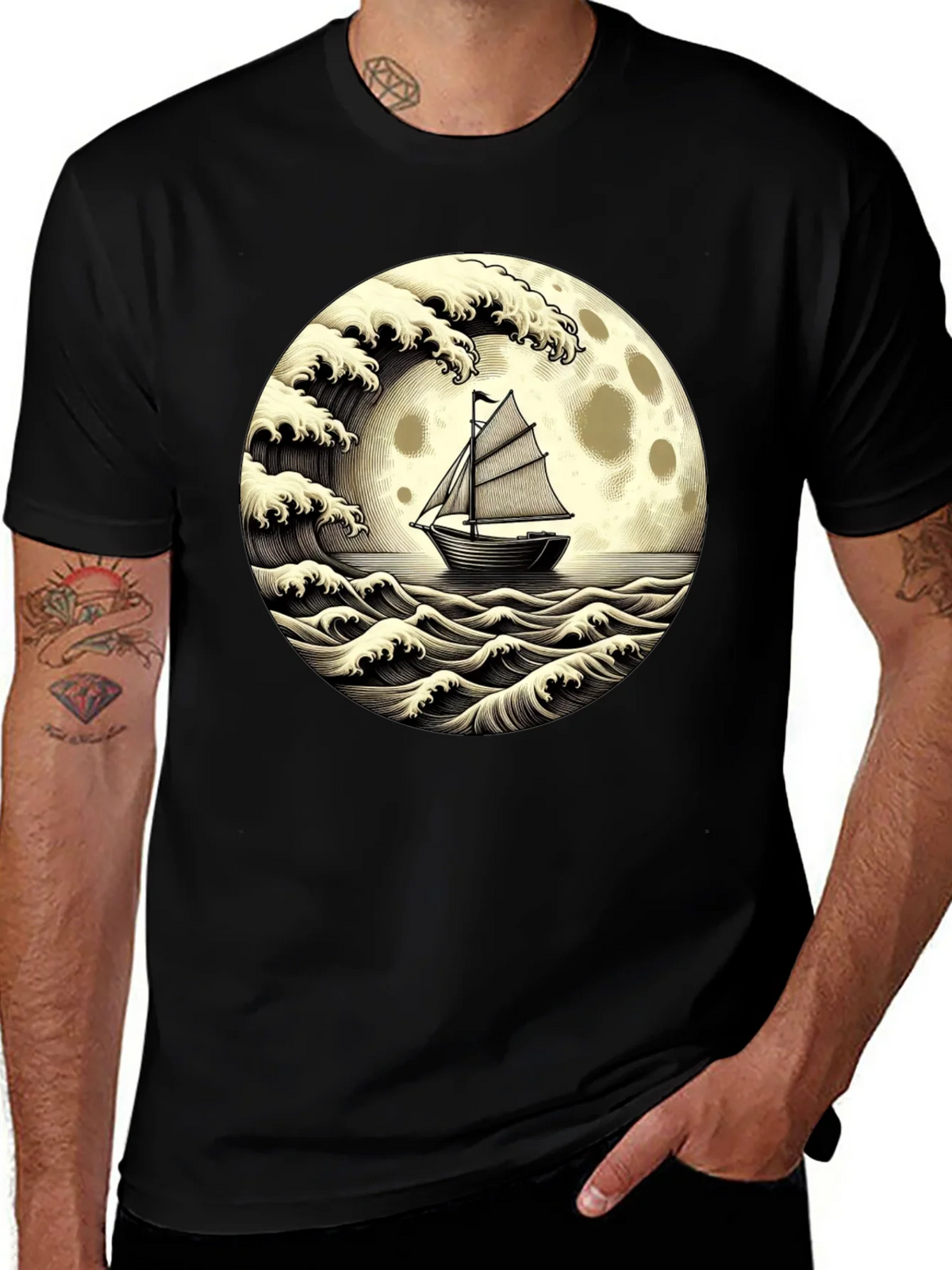 Nautical Moon Boat T-Shirt product image 1