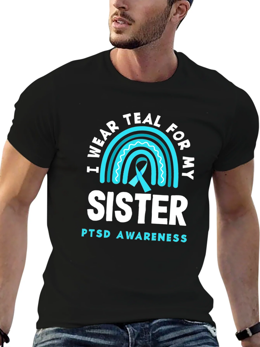 Teal Sister PTSD Awareness T-Shirt product image 3