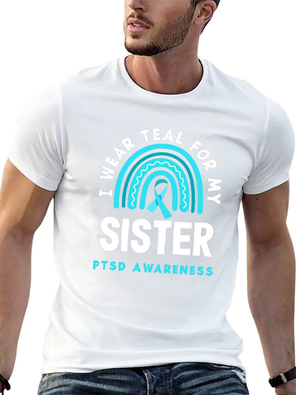 Teal Sister PTSD Awareness T-Shirt product image 6