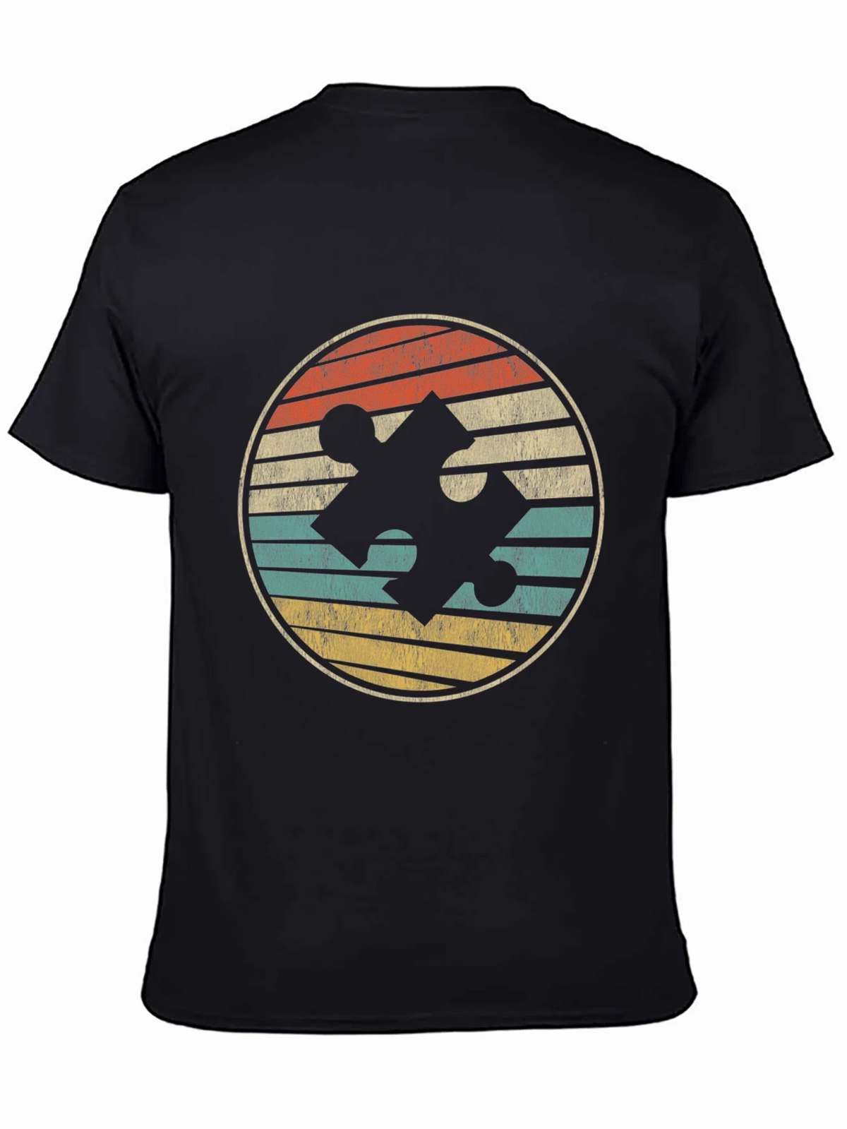 Retro Puzzle Piece Graphic Tee - Black product image 4