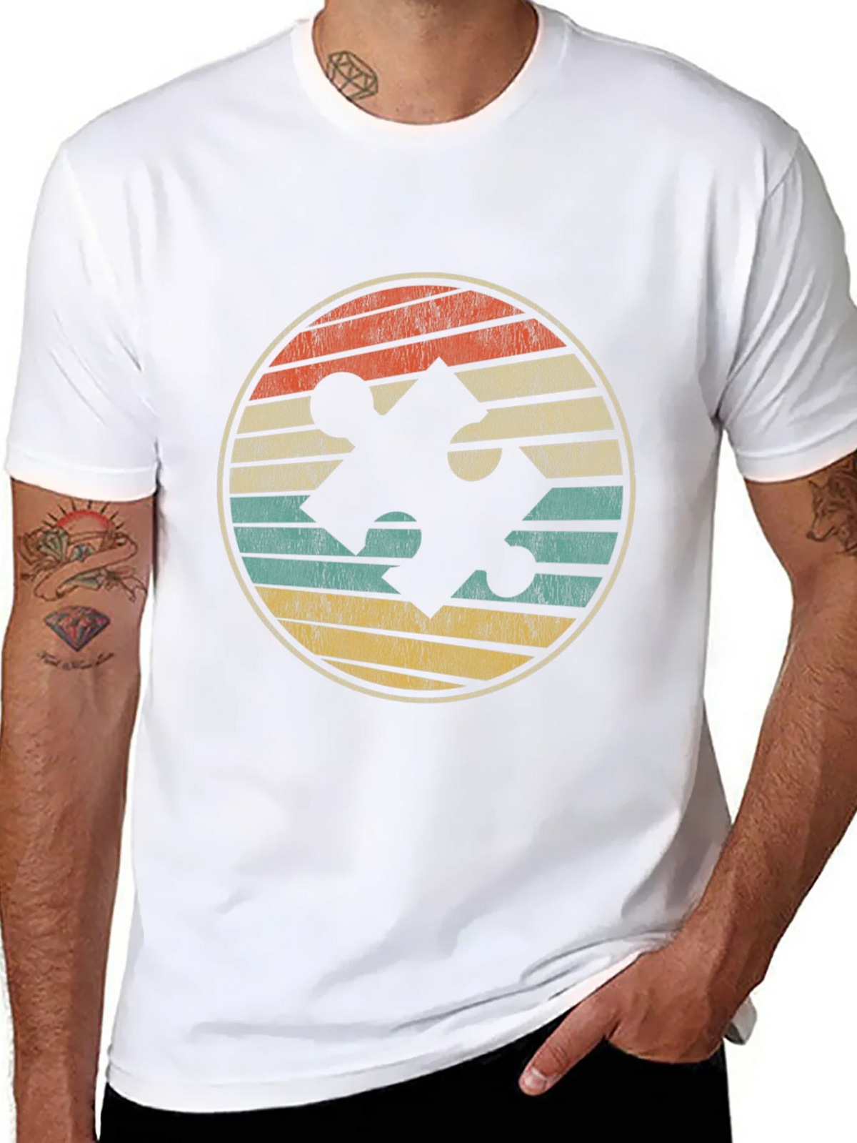 Retro Puzzle Piece Graphic Tee - Black product image 7