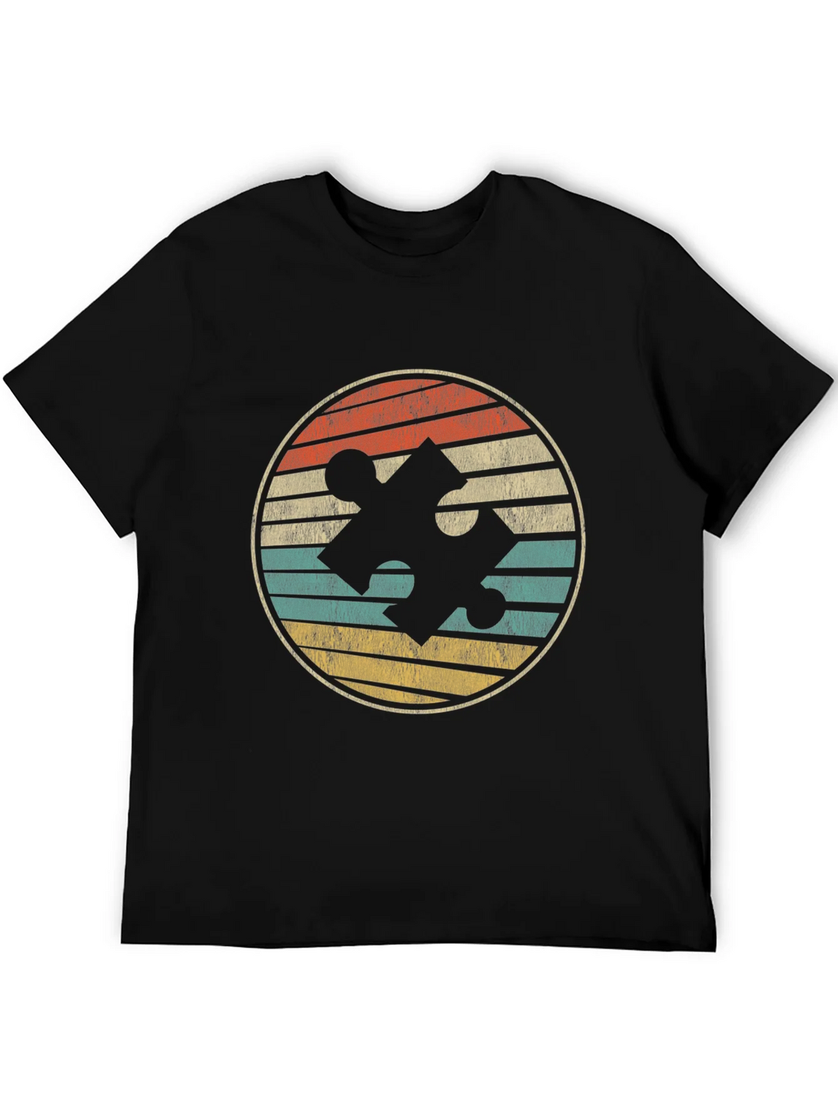 Retro Puzzle Piece Graphic Tee - Black product image 5