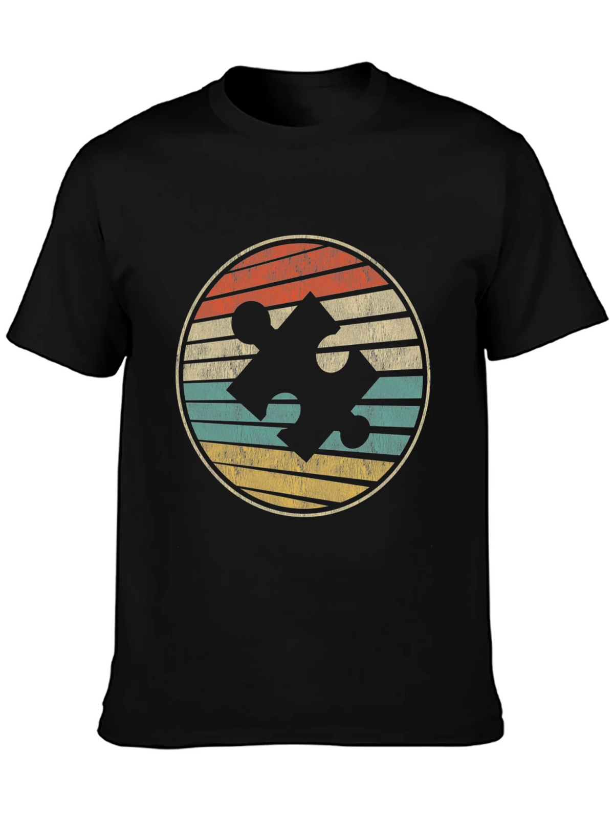 Retro Puzzle Piece Graphic Tee - Black product image 3
