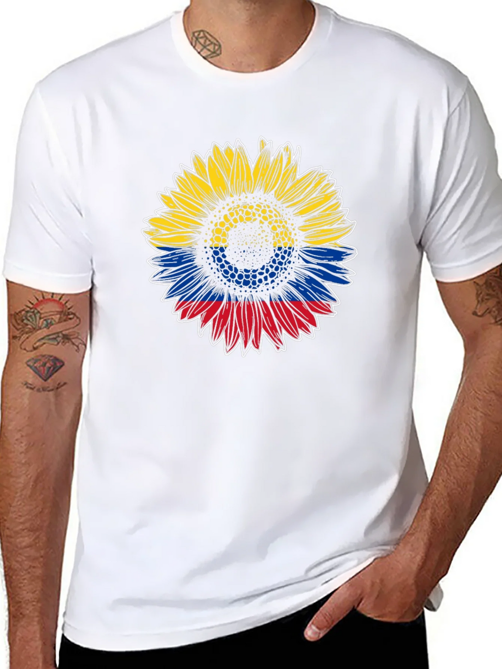 Colombian Flag Sunflower Graphic Tee product image 7