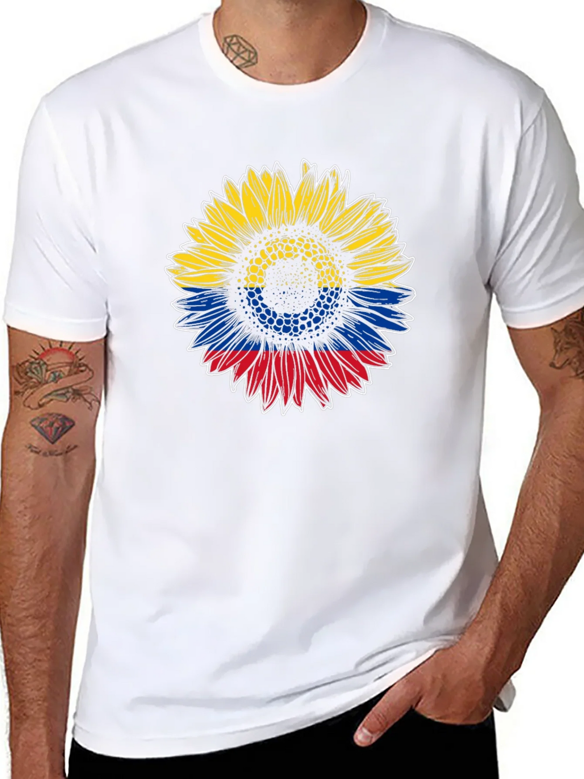 Colombian Flag Sunflower Graphic Tee product image 7