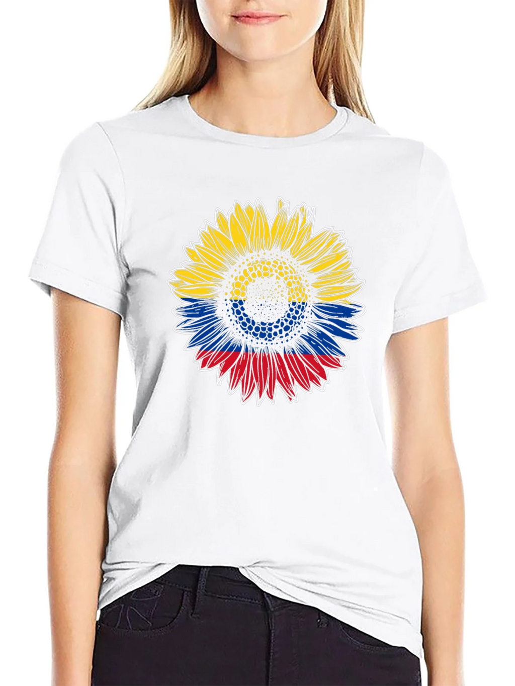 Colombian Flag Sunflower Graphic Tee product image 8