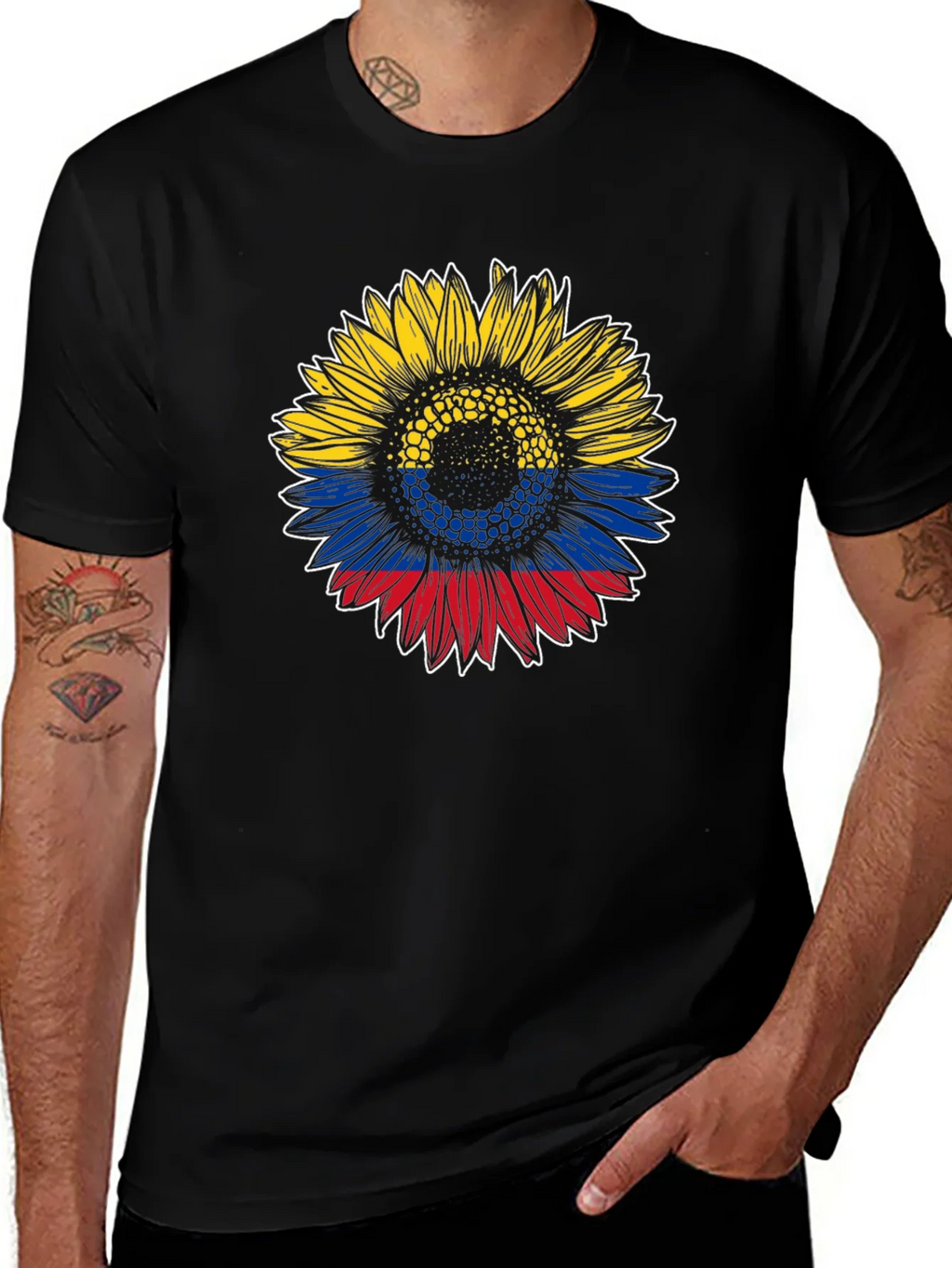 Colombian Flag Sunflower Graphic Tee product image 1