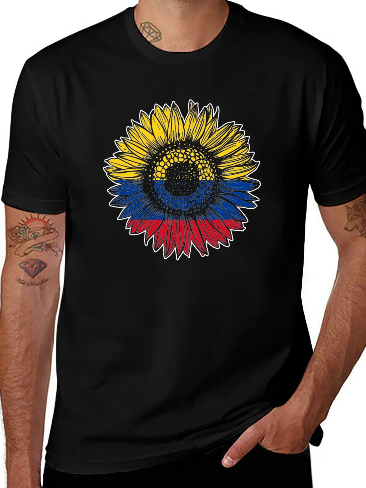 Colombian Flag Sunflower Graphic Tee product image 1
