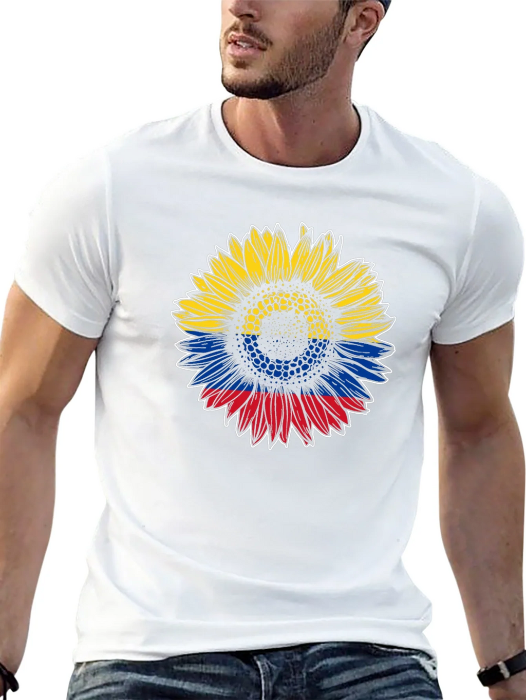 Colombian Flag Sunflower Graphic Tee product image 12