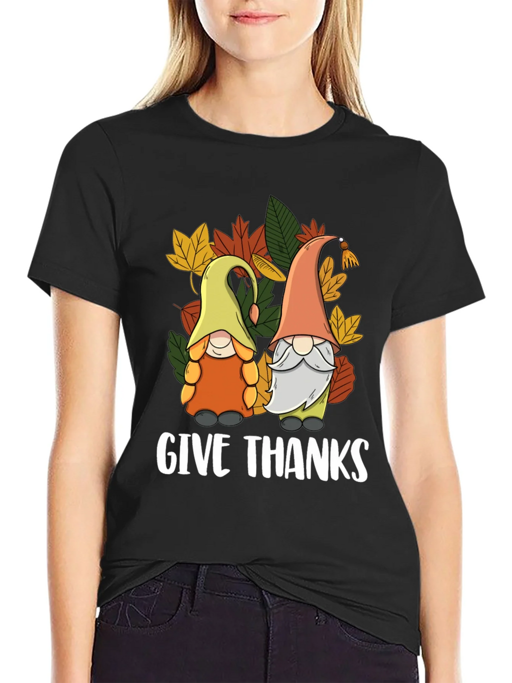 Give Thanks Thanksgiving Gnomes T-Shirt product image 2