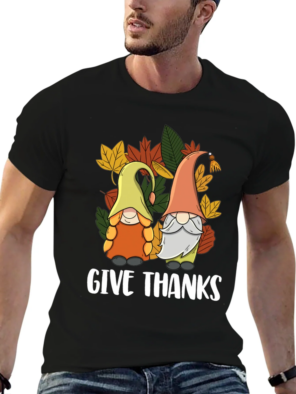 Give Thanks Thanksgiving Gnomes T-Shirt product image 6