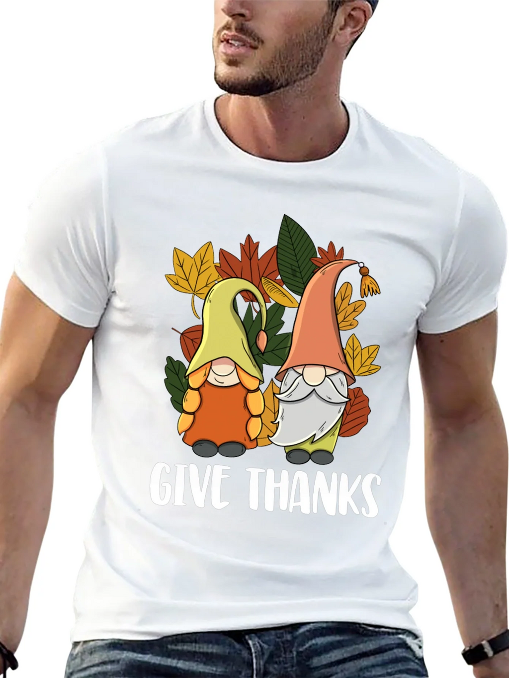 Give Thanks Thanksgiving Gnomes T-Shirt product image 12