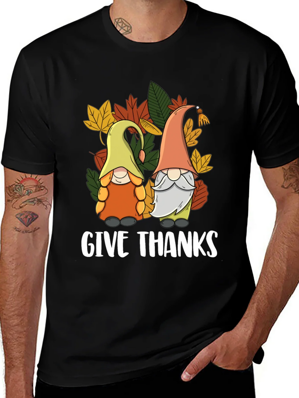 Give Thanks Thanksgiving Gnomes T-Shirt product image 1