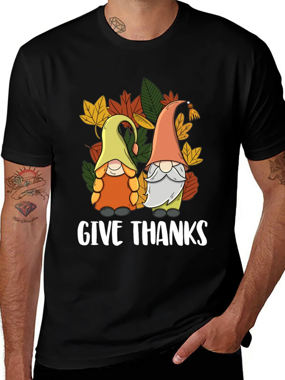 Give Thanks Thanksgiving Gnomes T-Shirt product image 1