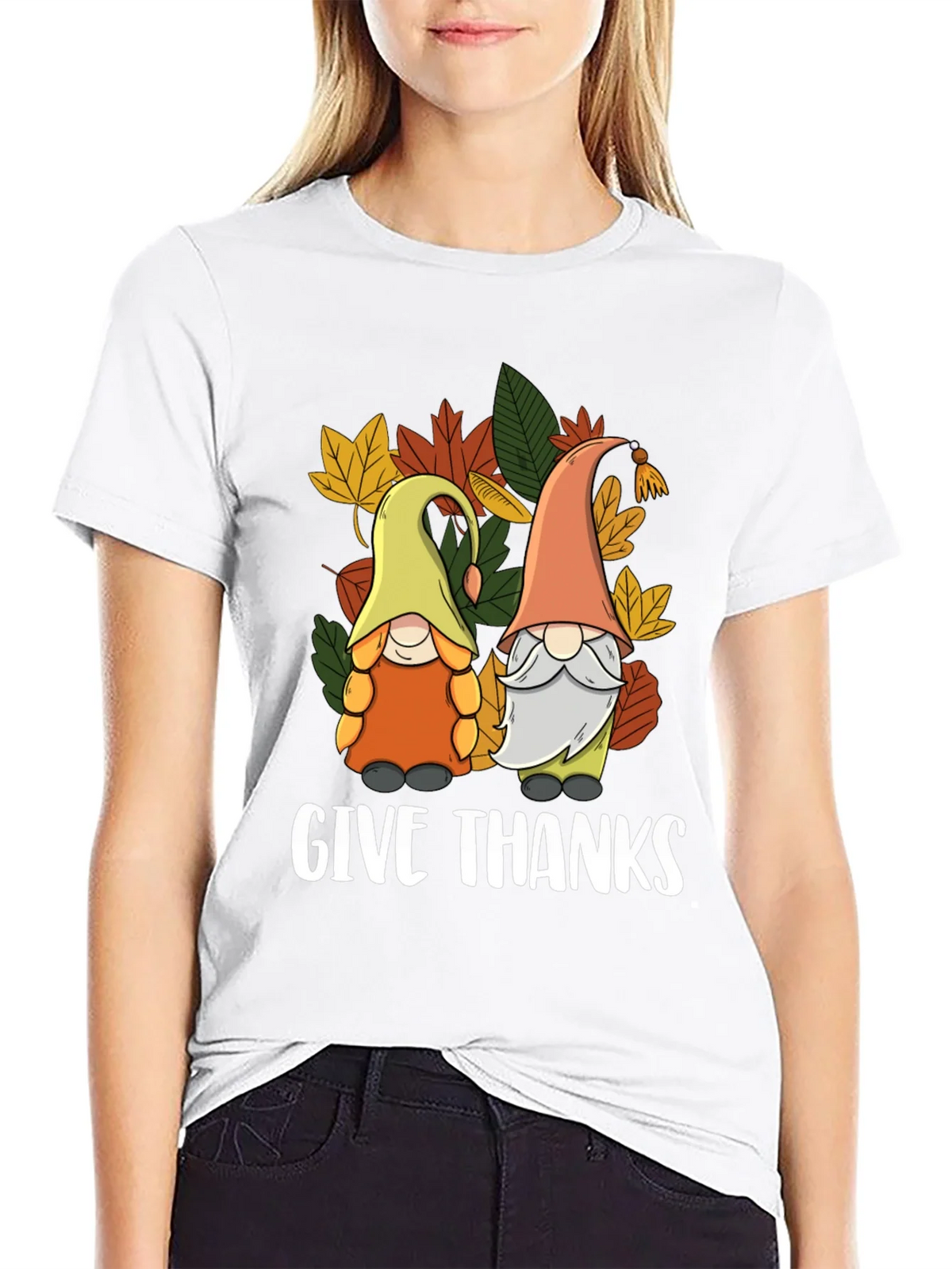 Give Thanks Thanksgiving Gnomes T-Shirt product image 8