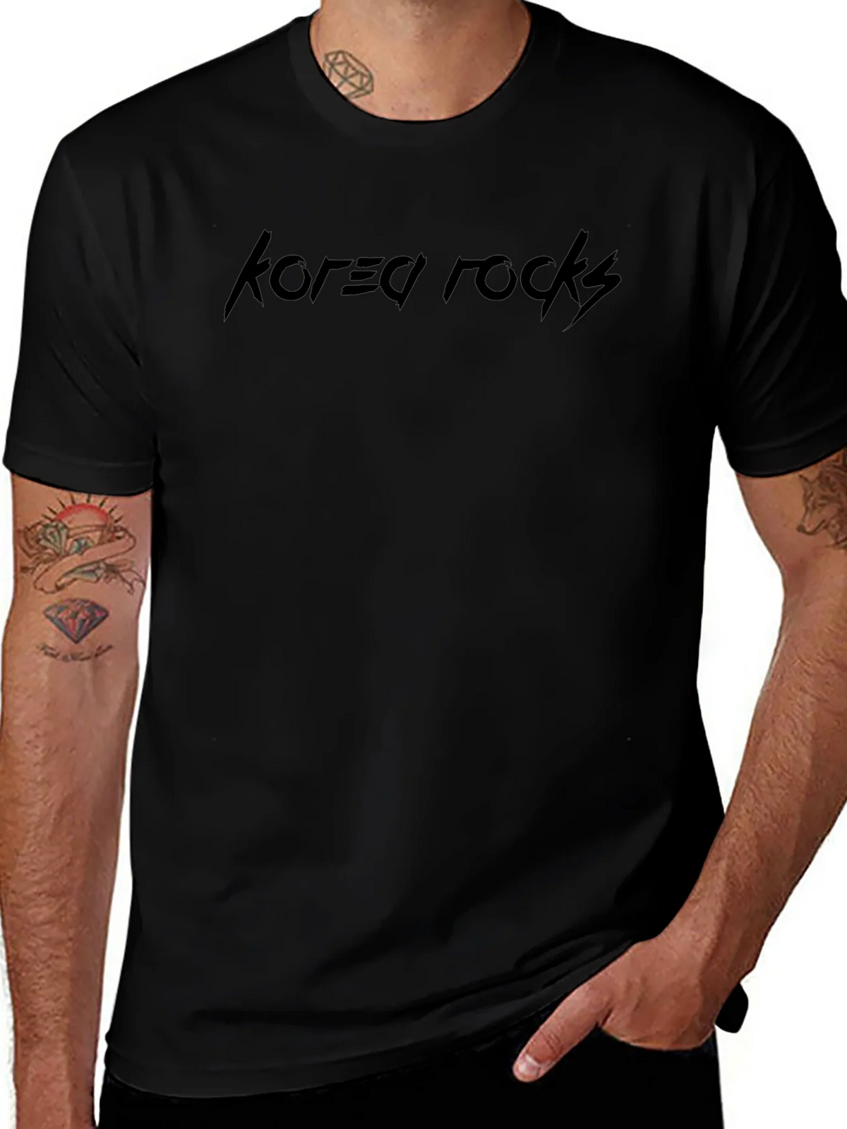Korea Rocks Black Graphic T-Shirt product image 1