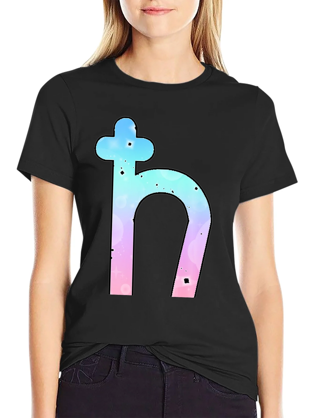 Saturn Symbol Graphic Tee - Trendy Black T-Shirt product image 2