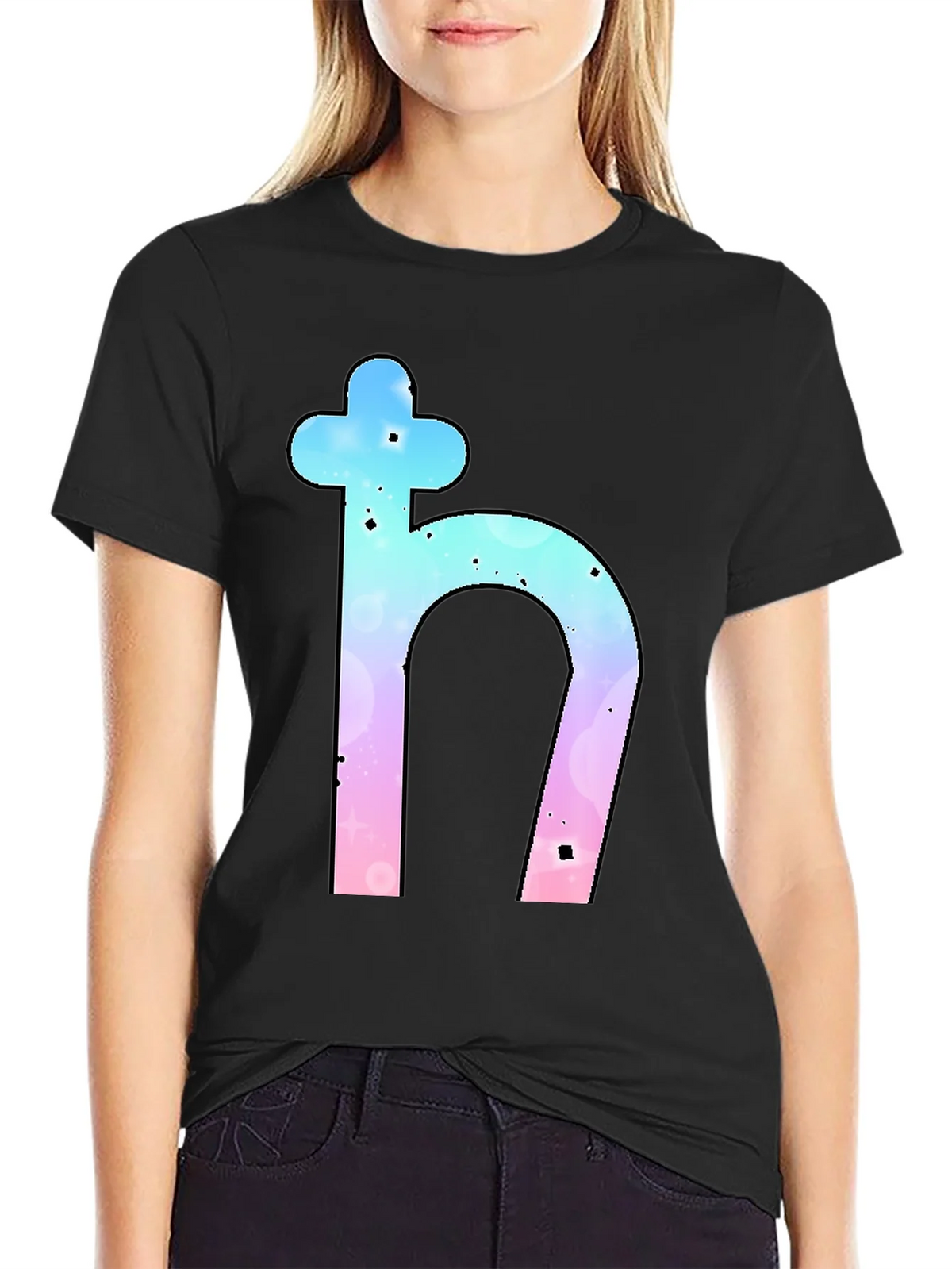 Saturn Symbol Graphic Tee - Trendy Black T-Shirt product image 2