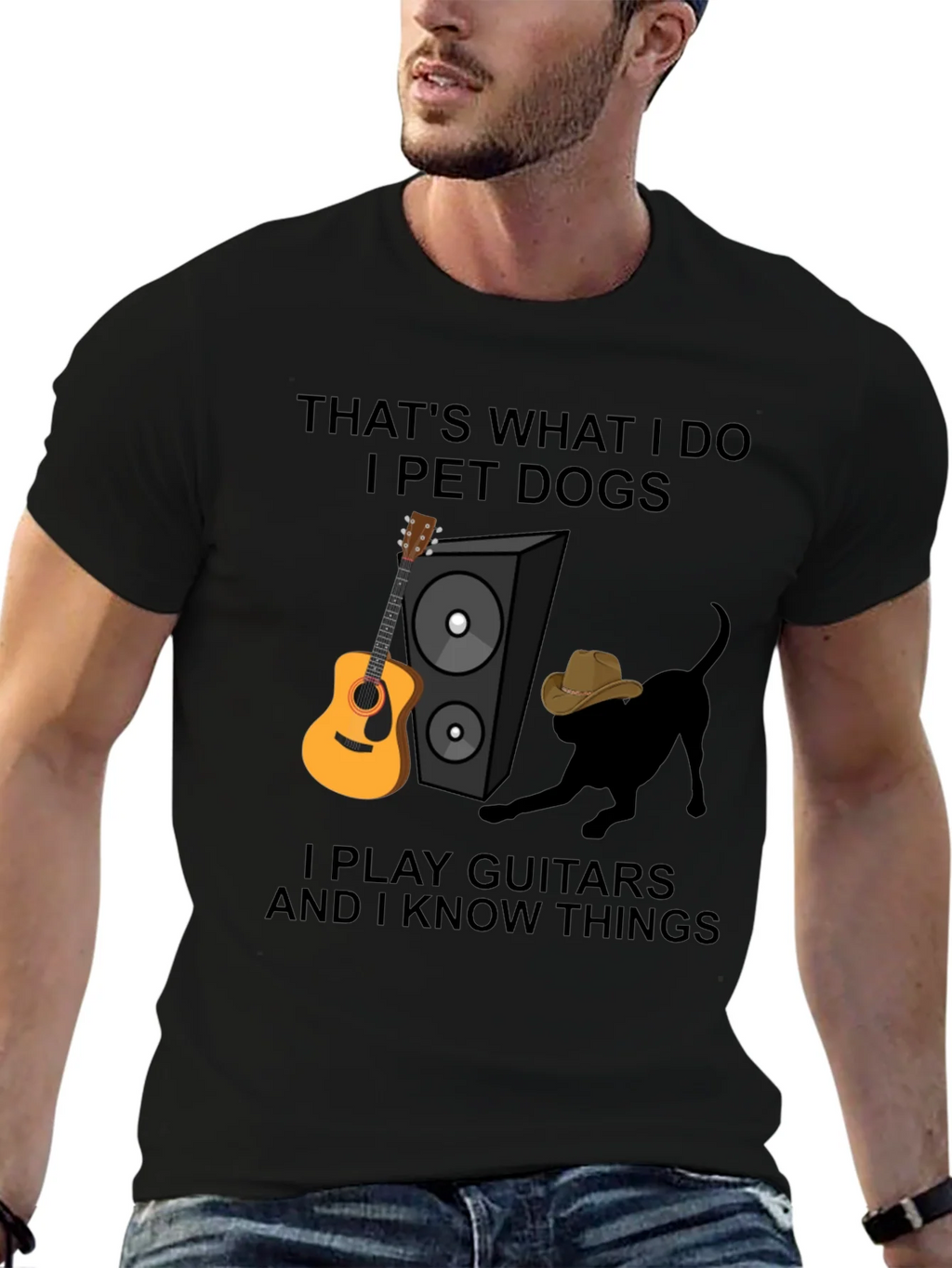 Dog Petting Guitar Player T-Shirt product image 6