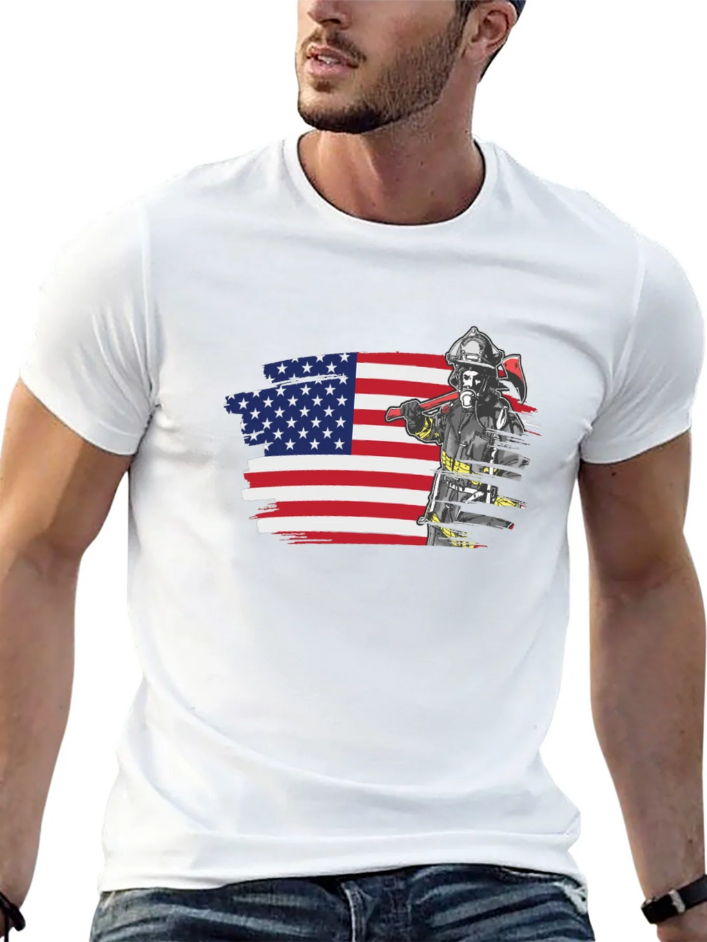 Firefighter USA Flag Graphic Tee product image 12