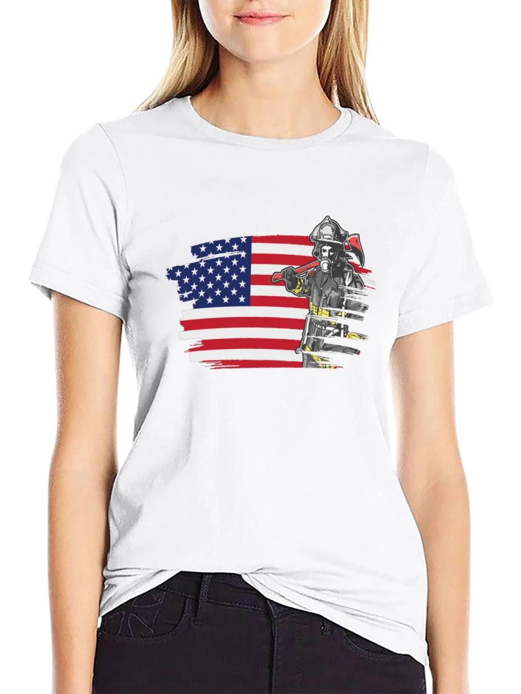 Firefighter USA Flag Graphic Tee product image 8