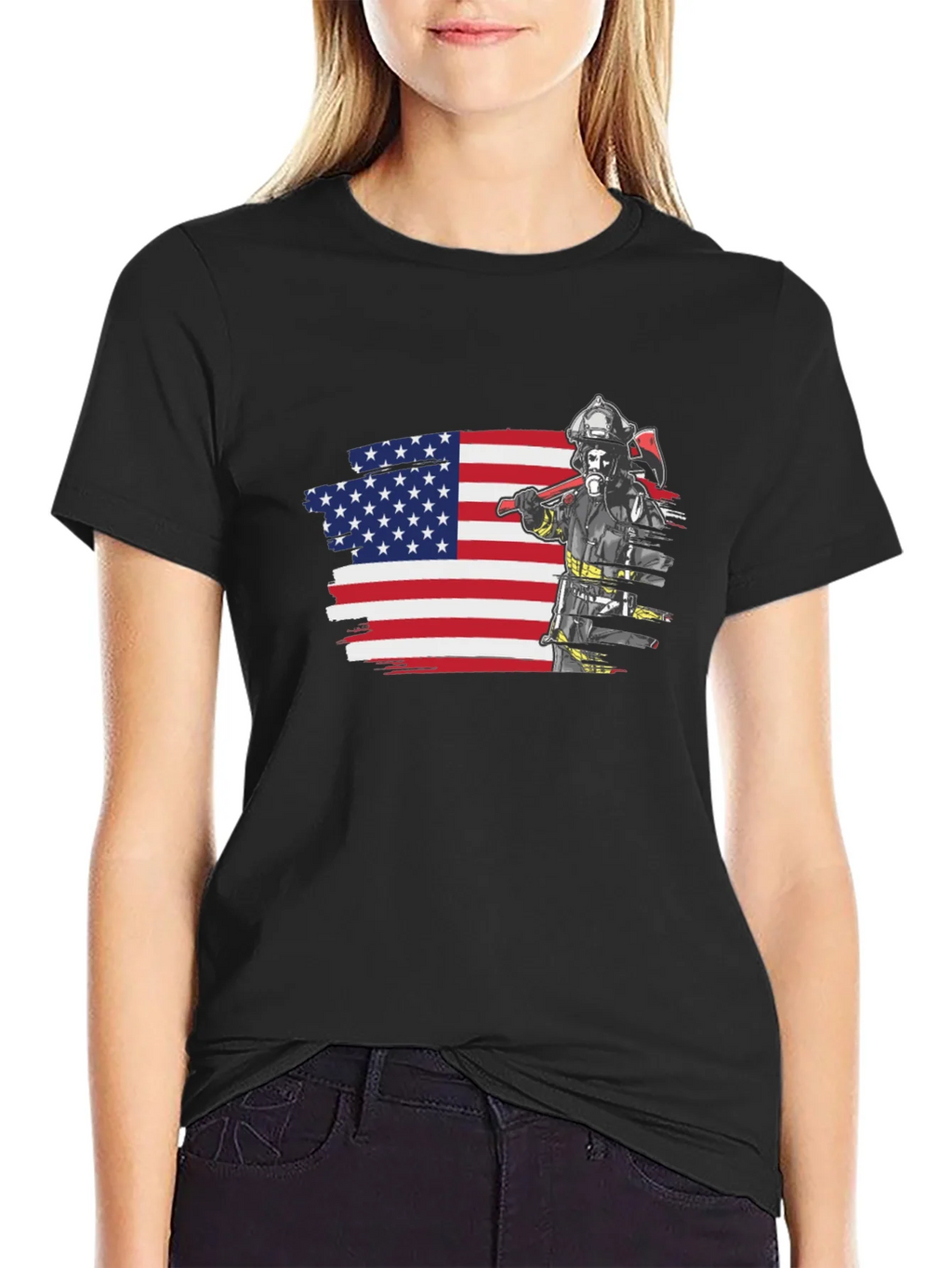 Firefighter USA Flag Graphic Tee product image 2