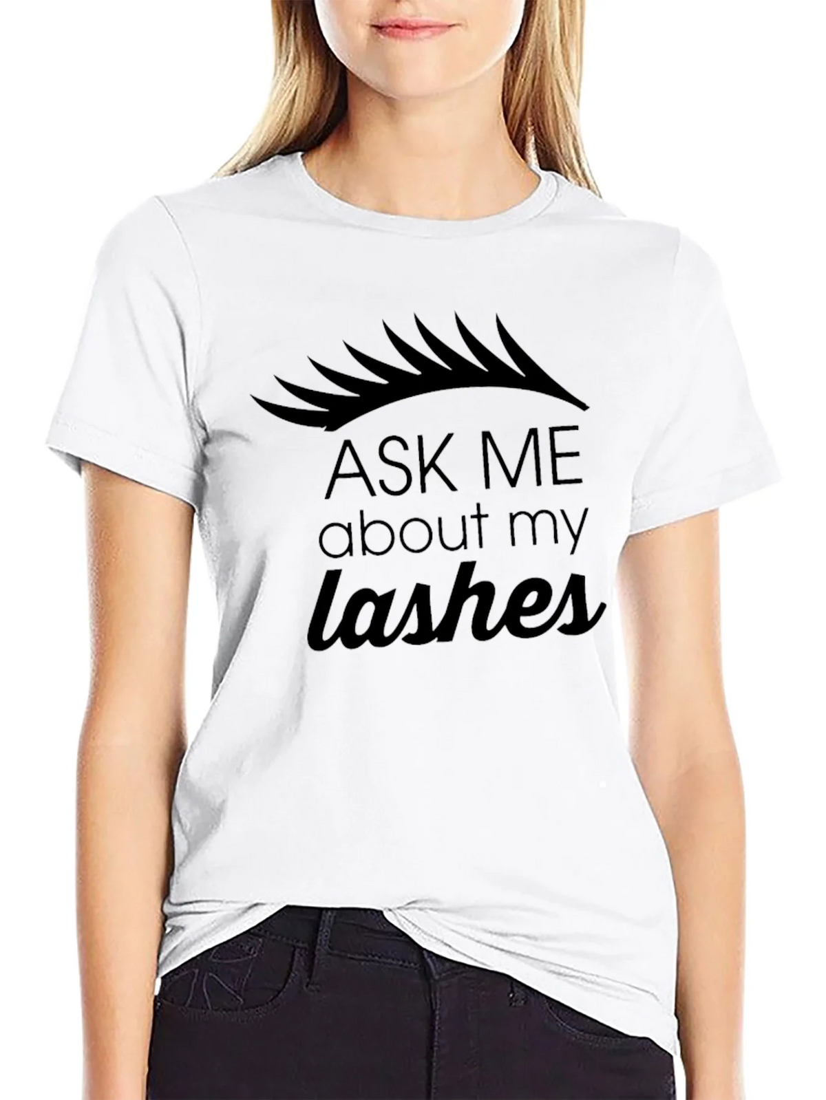 Ask Me About My Lashes Black Graphic Tee product image 6