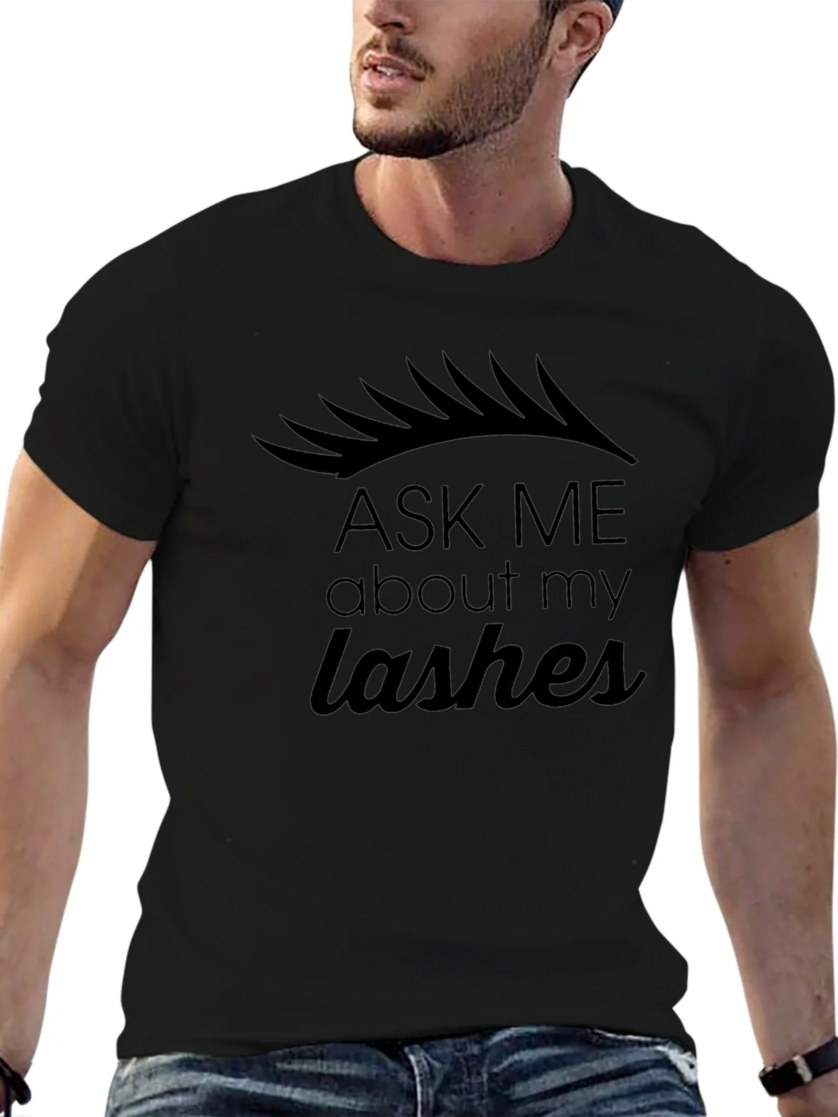 Ask Me About My Lashes Black Graphic Tee product image 4