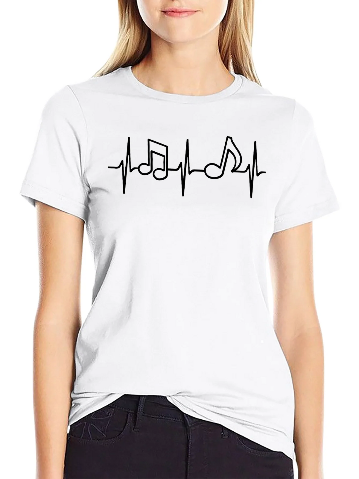 Music Heartbeat Graphic Tee - Black Casual Shirt product image 8