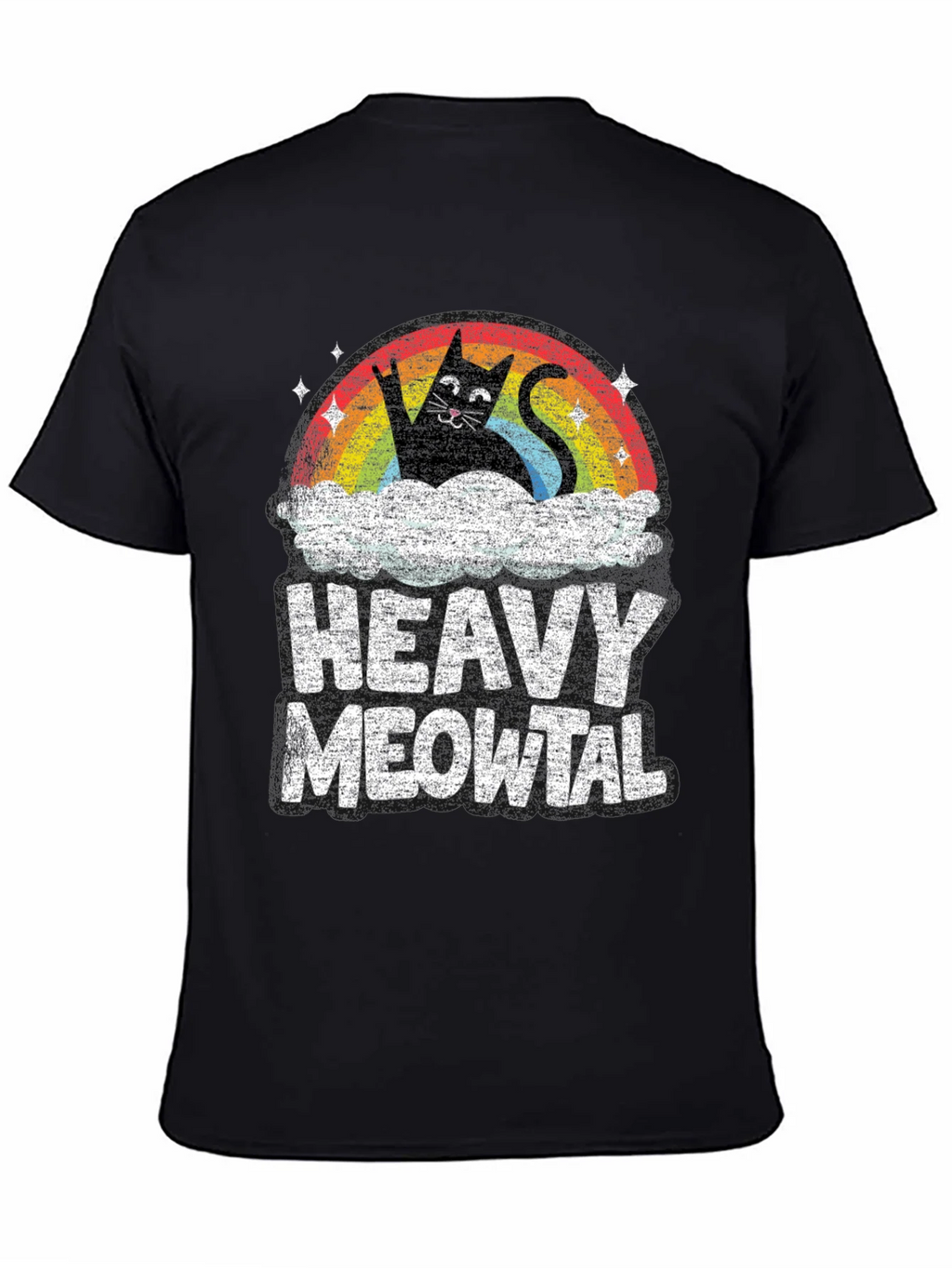 Heavy Meowtal T-Shirt Rocker Cat Rainbow product image 4