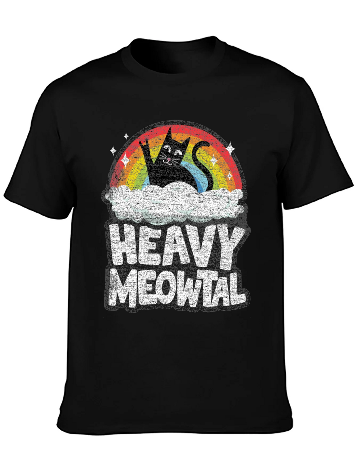 Heavy Meowtal T-Shirt Rocker Cat Rainbow product image 3