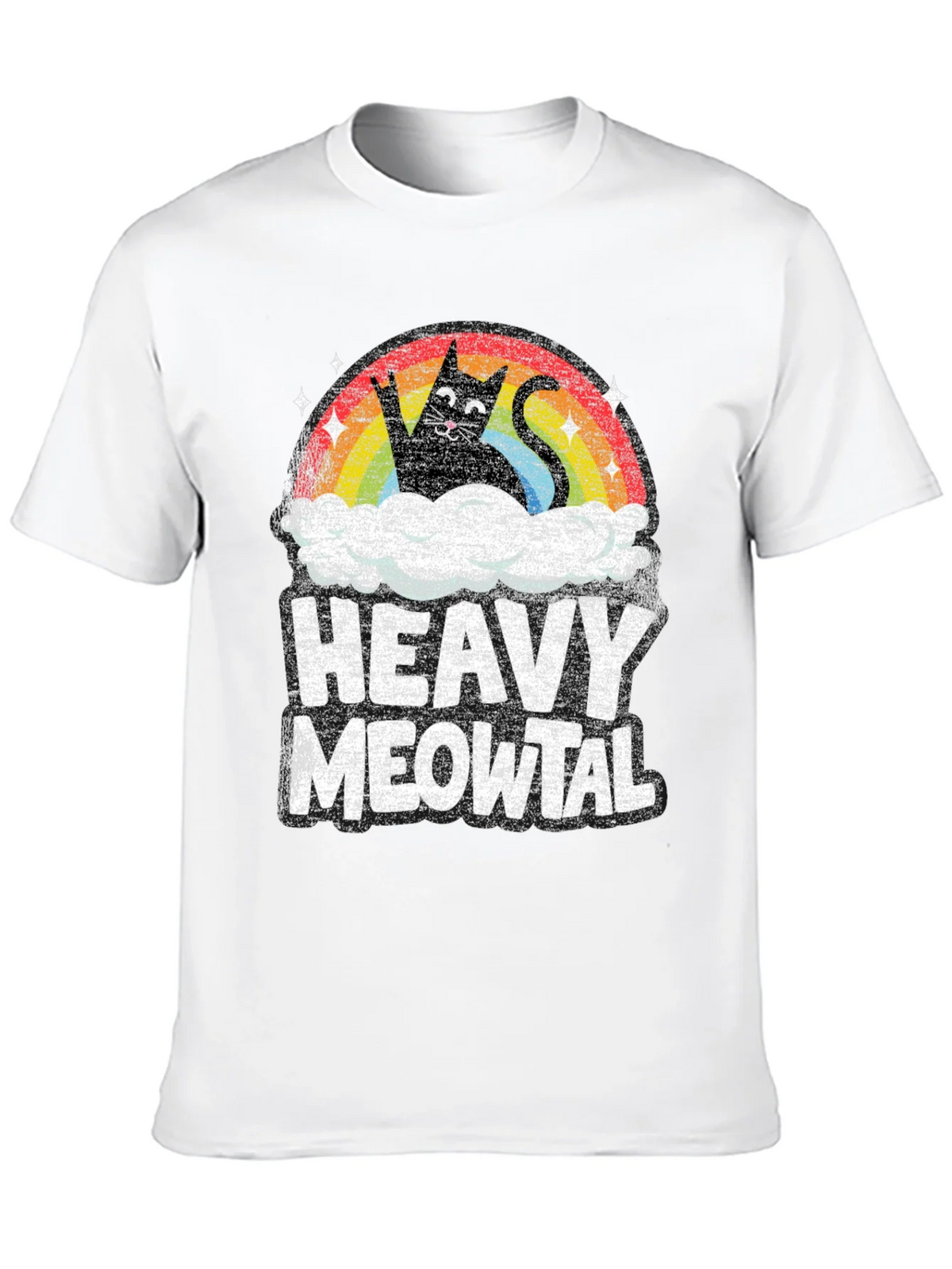 Heavy Meowtal T-Shirt Rocker Cat Rainbow product image 9