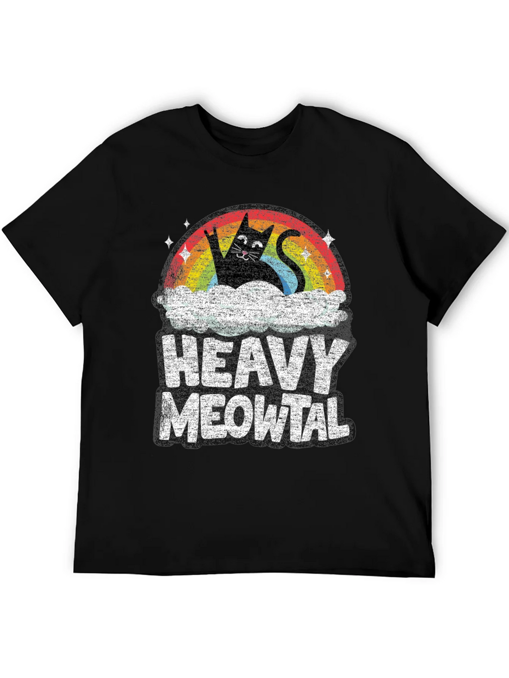 Heavy Meowtal T-Shirt Rocker Cat Rainbow product image 5