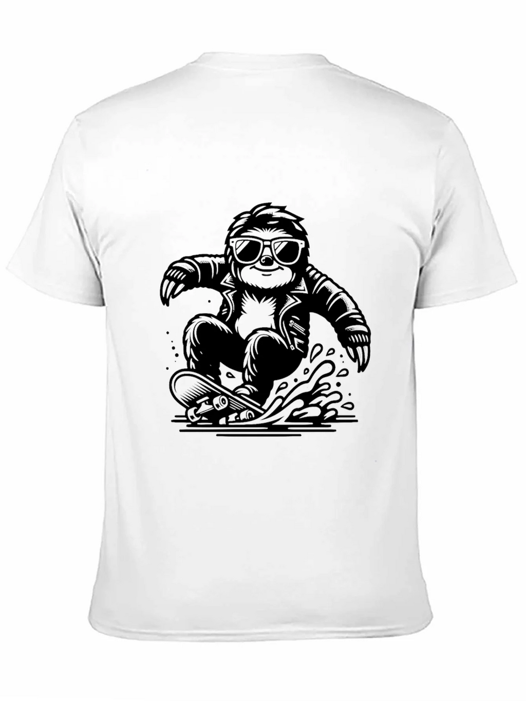 Cool Sloth Skateboarder Graphic Tee - Black product image 2