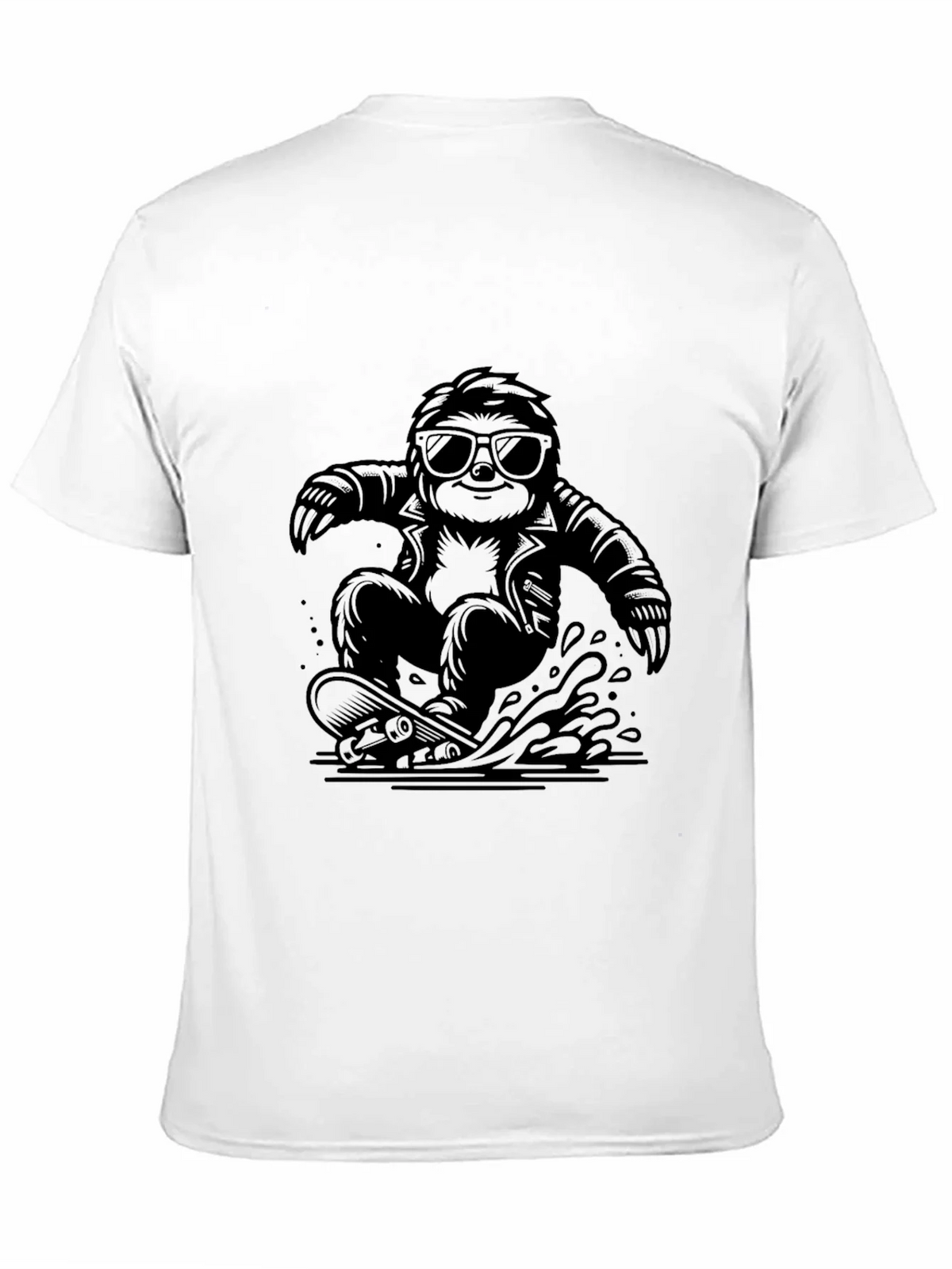 Cool Sloth Skateboarder Graphic Tee - Black product image 2