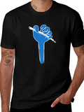 Creative Blue Hand Holding Pen Black T-Shirt product image 1
