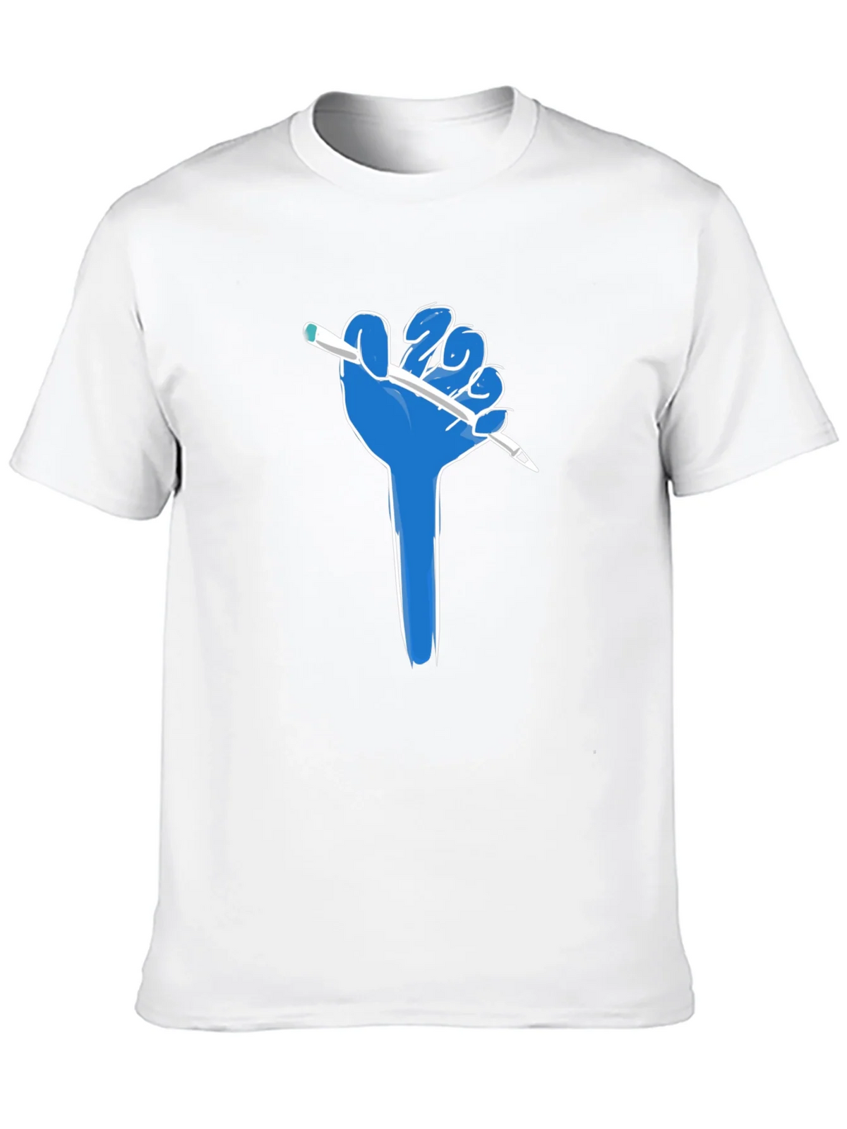 Creative Blue Hand Holding Pen Black T-Shirt product image 8