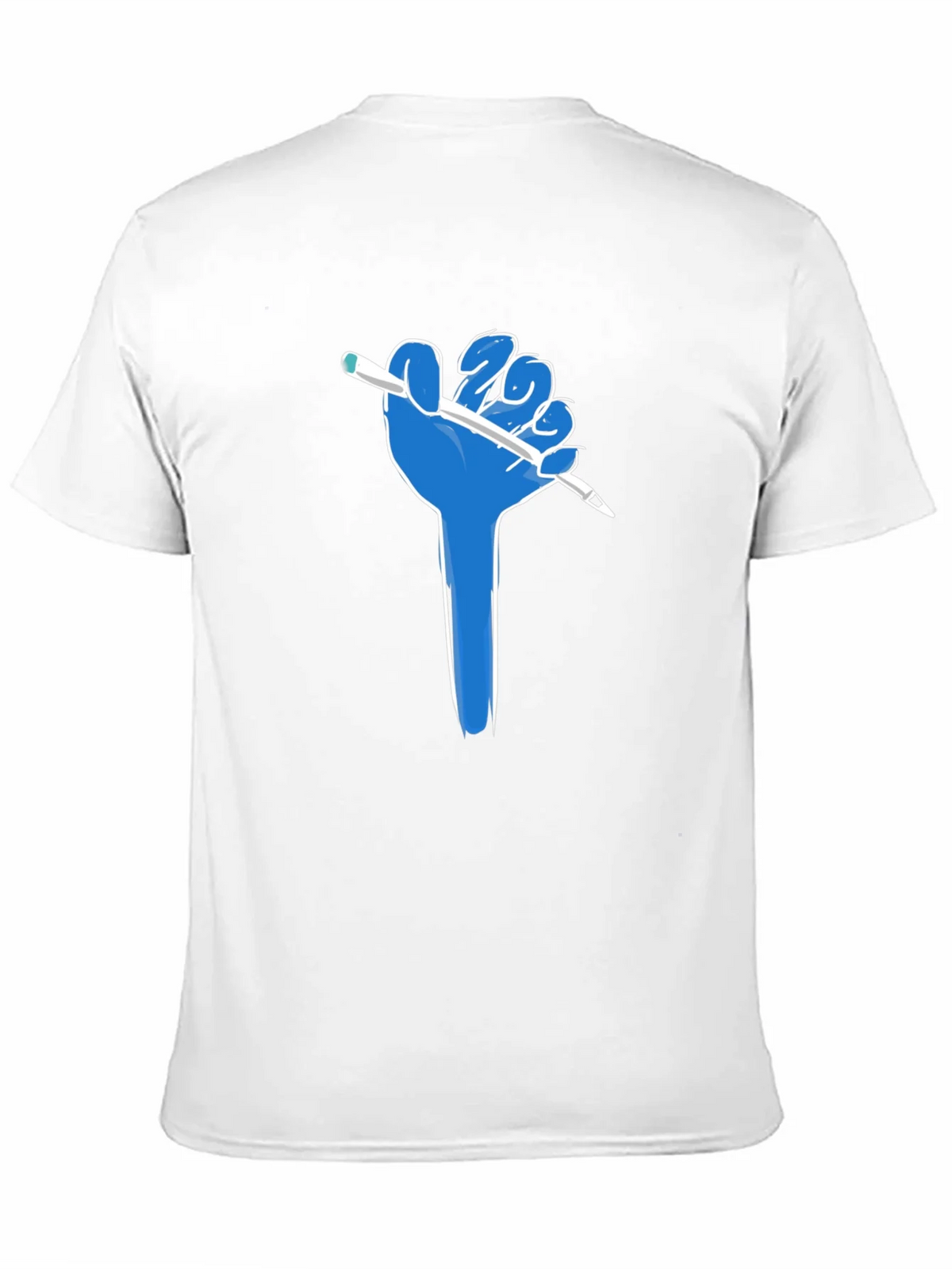 Creative Blue Hand Holding Pen Black T-Shirt product image 9