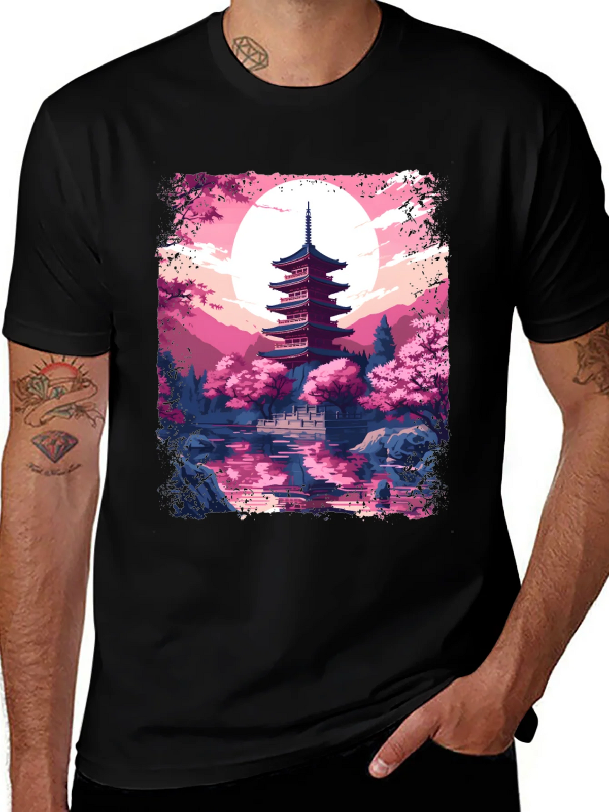 Japanese Pagoda Graphic Tee - Black product image 1