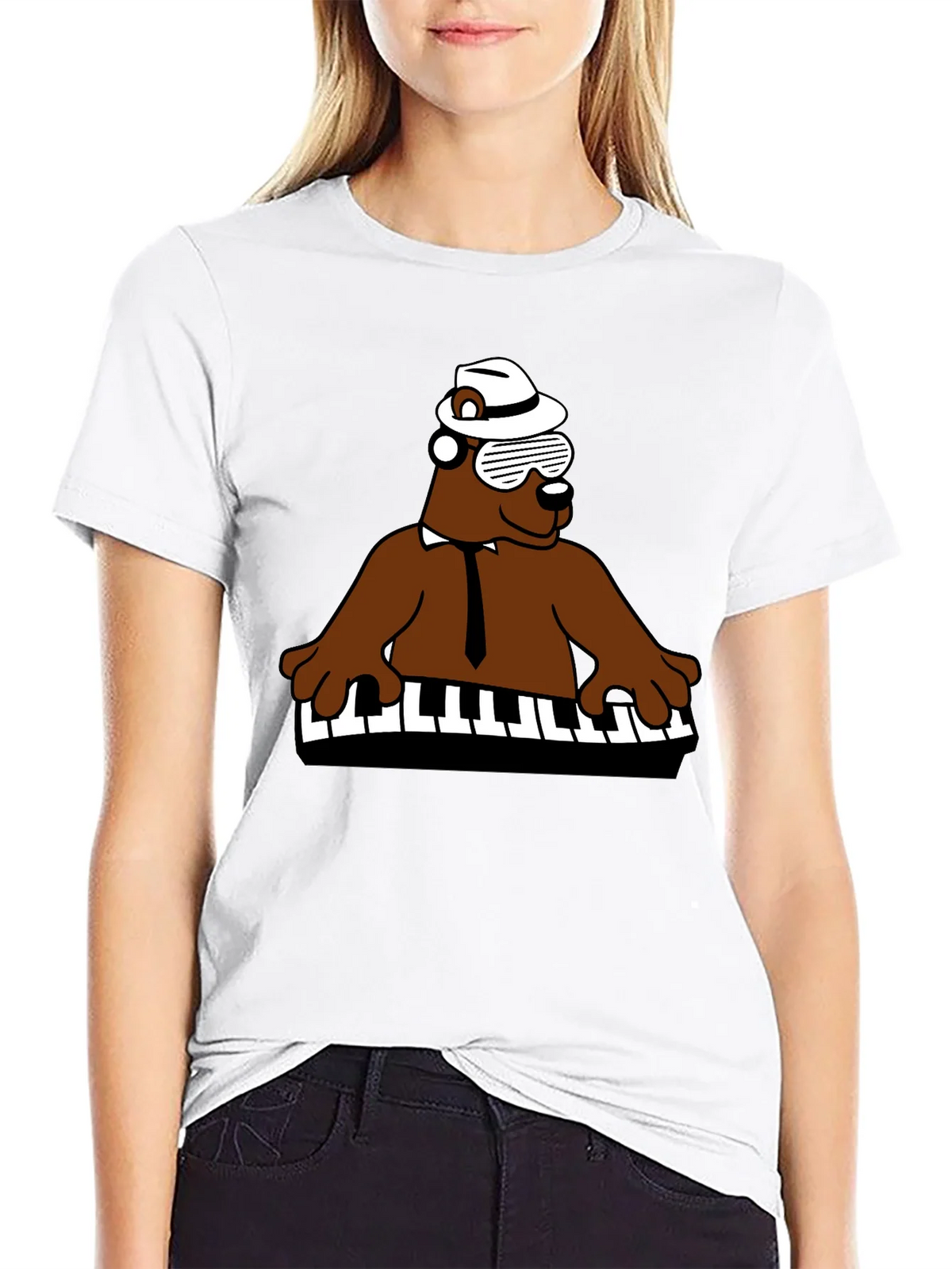 Cool Bear Piano Player T-Shirt - Black product image 5