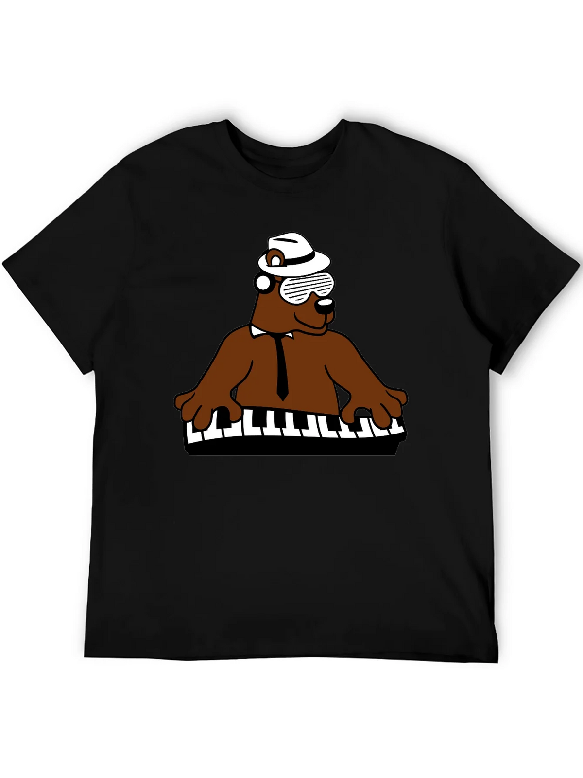 Cool Bear Piano Player T-Shirt - Black product image 4