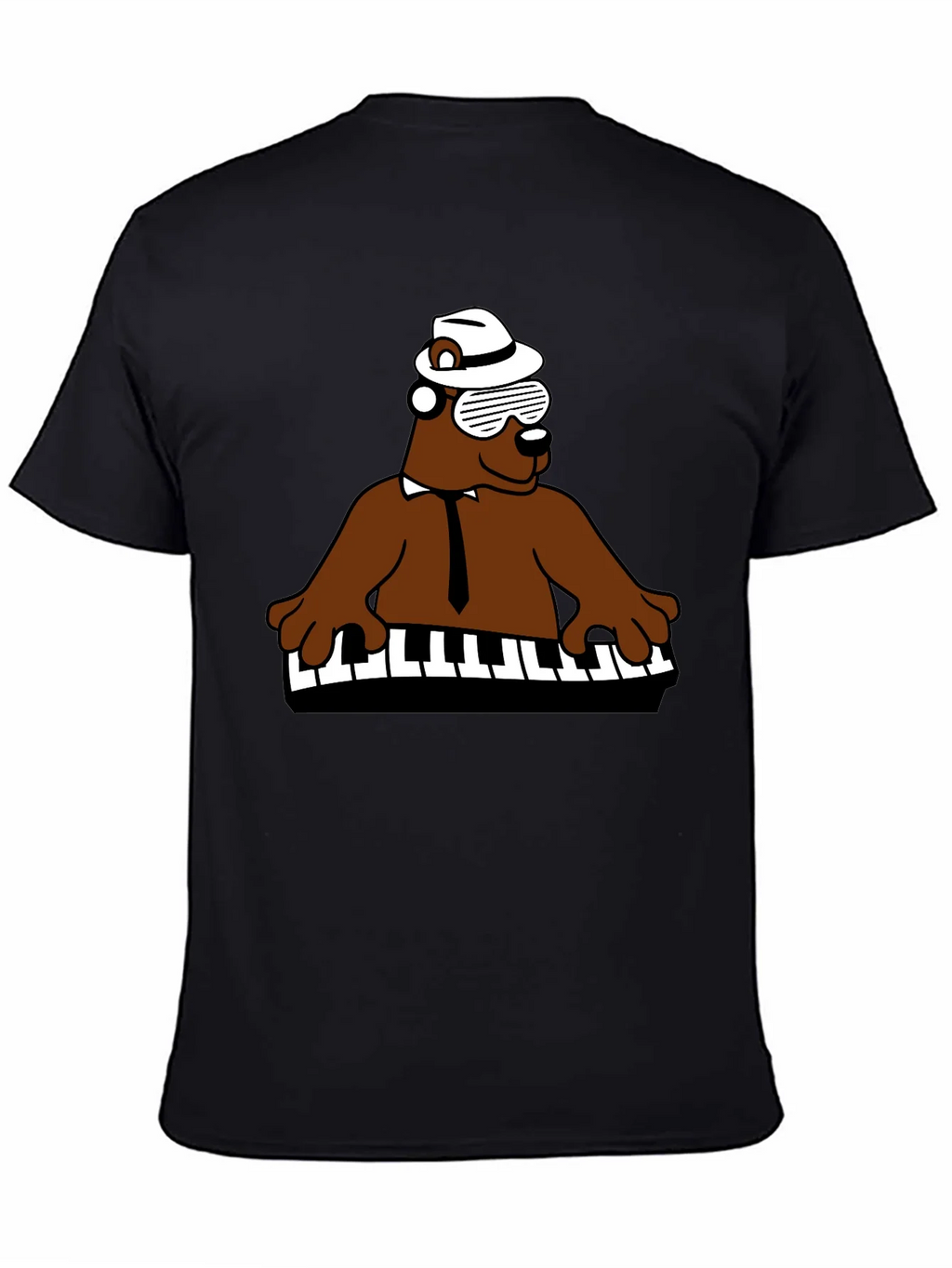 Cool Bear Piano Player T-Shirt - Black product image 3